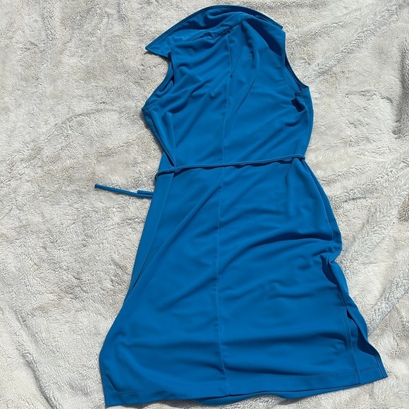 Express Blue Collared Sleeveless Dress – Size 5/6 | Tie Waist | Office Chic | - Picture 5 of 6